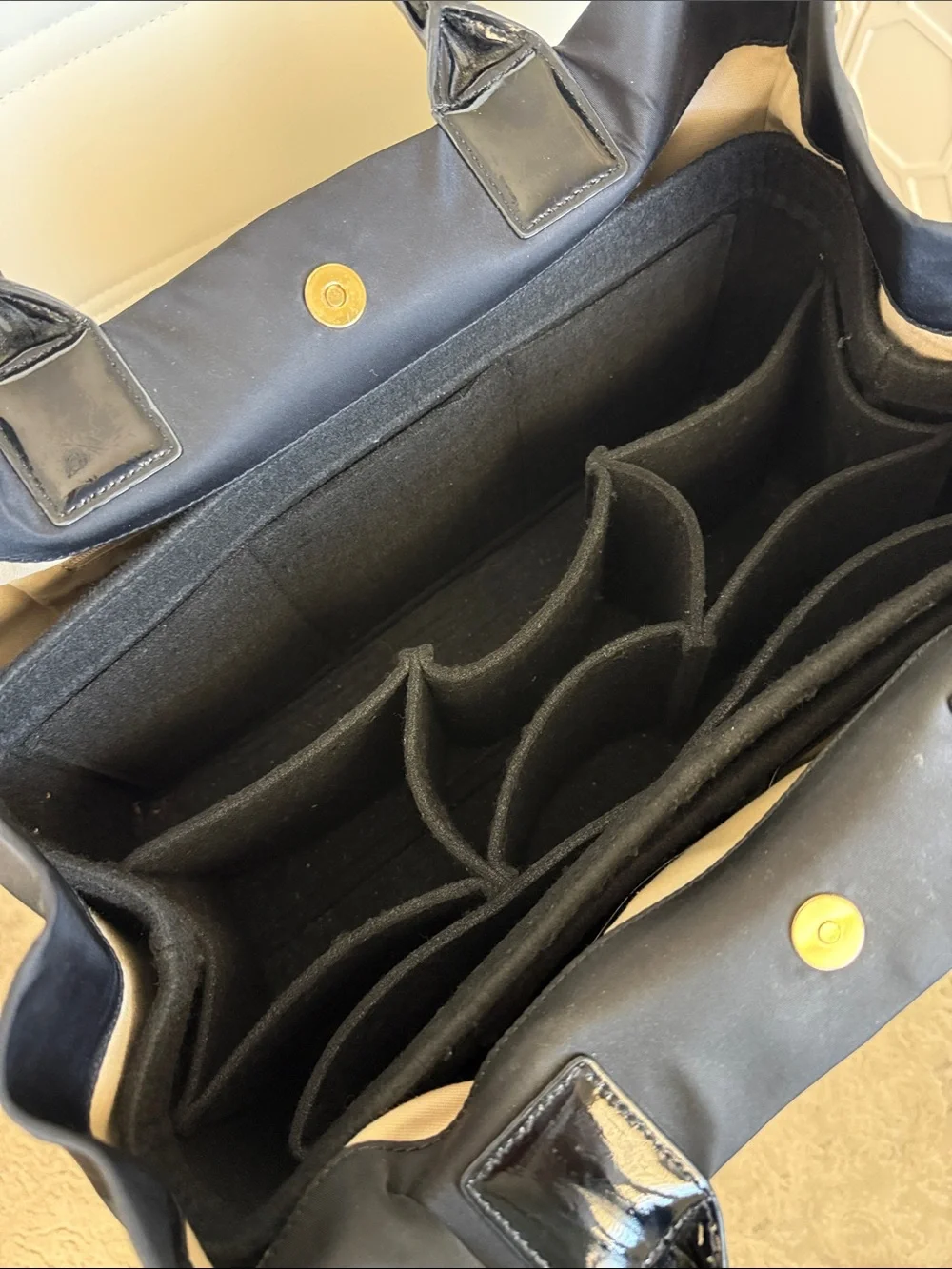 Tory Burch Black Nylon Tote with Patent Trim